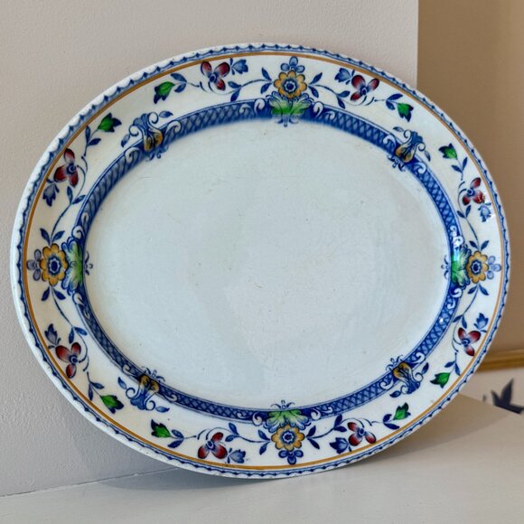 Antique 1920s Whieldon Ware F Winkle & Co Zeeland Pattern Oval Serving Plate - Picture 3 of 11